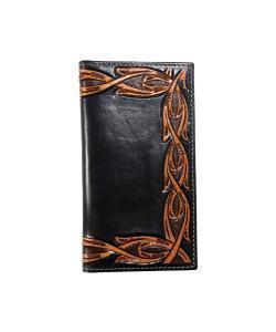 Nocona Scroll Tooled Rodeo Wallet / Checkbook Cover - Black