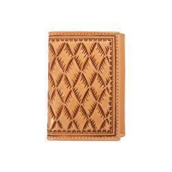 Nocona Large Basketweave Tri-Fold Wallet - Natural