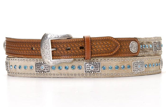 Nocona 1-1/2" Hair-On Stones 'N Bars Belt - Natural
