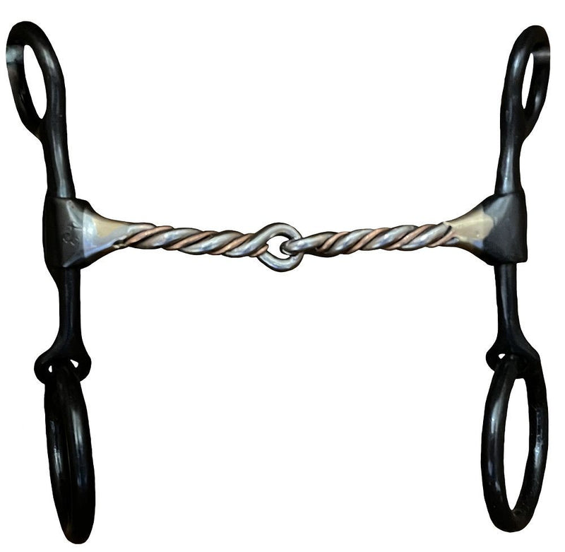 Load image into Gallery viewer, Dutton Old Cowboy Short Shank w/ Large Loose Ring Twisted Copper Wire Snaffle Bit
