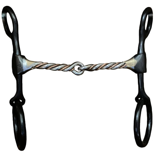 Dutton Old Cowboy Short Shank w/ Large Loose Ring Twisted Copper Wire Snaffle Bit