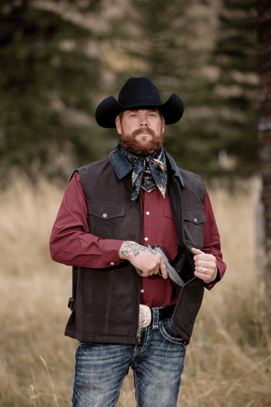 Wyoming Traders Oilskin Concealed Carry Vest - Brown