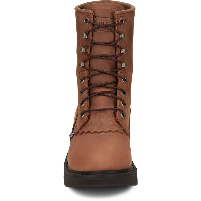 Load image into Gallery viewer, Justin 8" Livestock Lace-Up Cowhide Round Toe Boot - Brown
