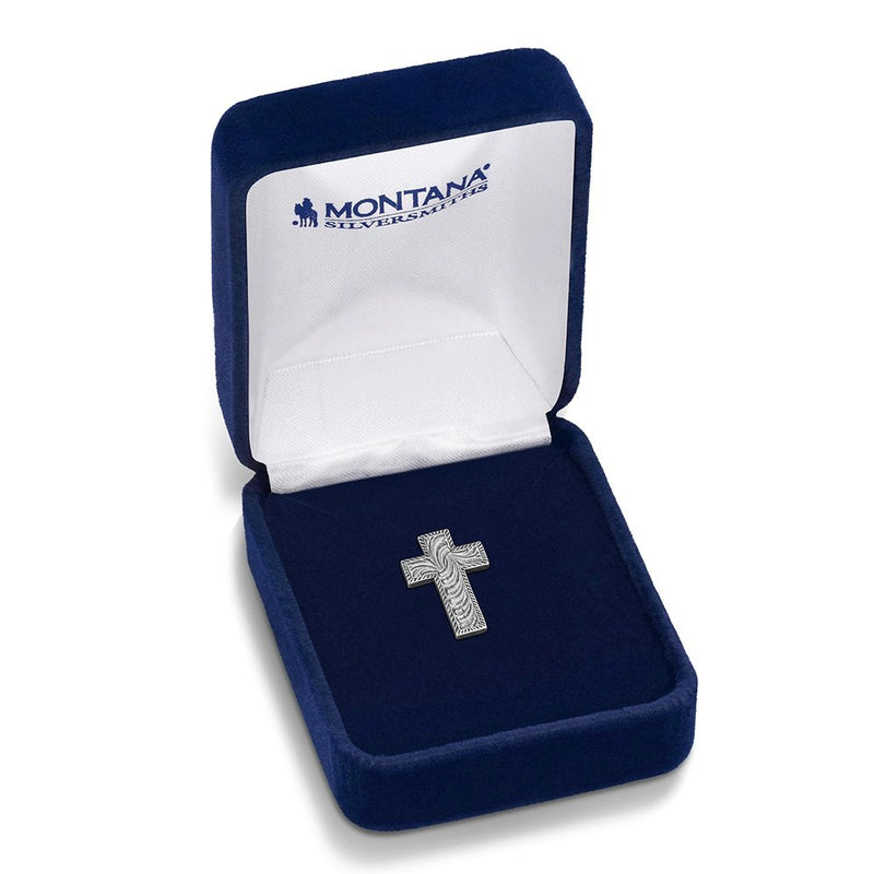 Load image into Gallery viewer, Montana Silversmith's Light Engraved Cross Hat Pin
