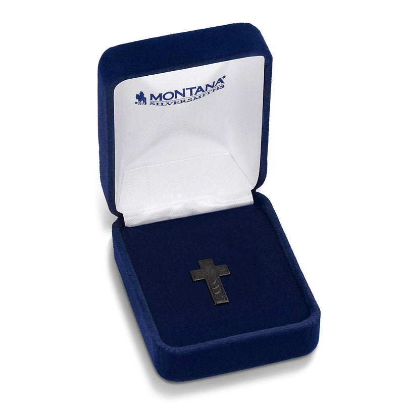 Load image into Gallery viewer, Montana Silversmith's Dark Engraved Cross Hat Pin
