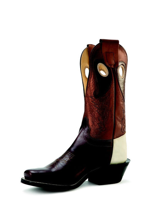 Olathe Chocolate Horsebutt O Toe Boot - Black