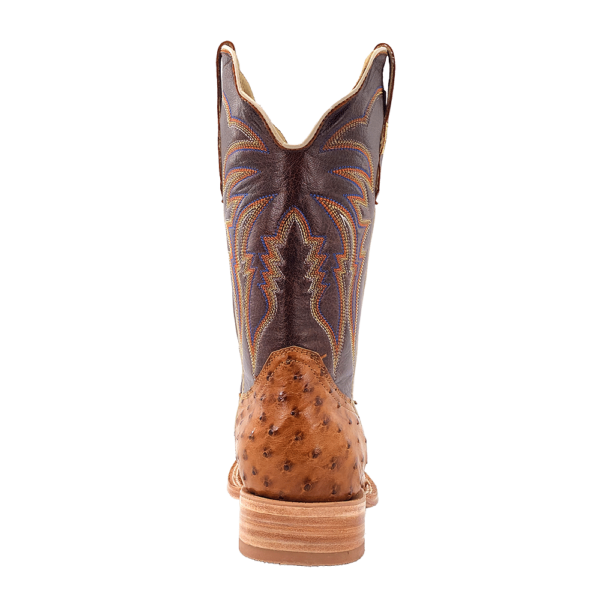 Load image into Gallery viewer, R. Watson 11" Full Quill Ostrich Wide Square Toe Boot - Antique Saddle Bruciato / Laguna Cognac Cowhide
