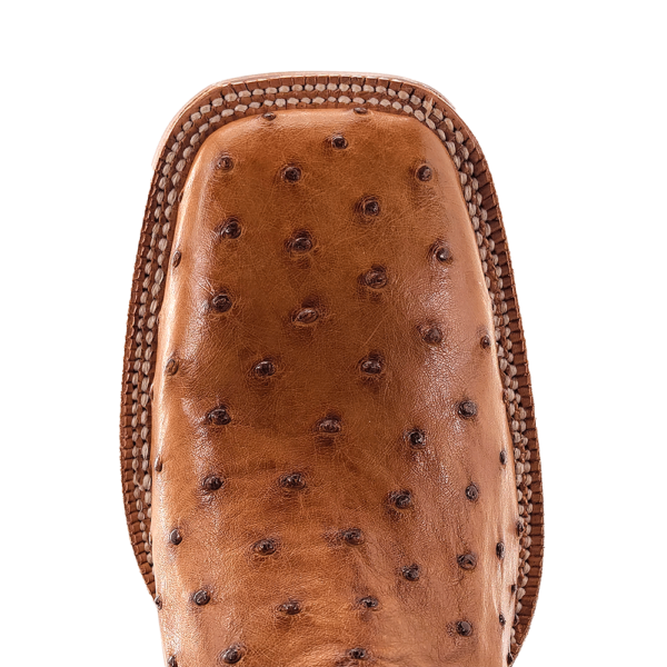 Load image into Gallery viewer, R. Watson 11" Full Quill Ostrich Wide Square Toe Boot - Antique Saddle Bruciato / Laguna Cognac Cowhide
