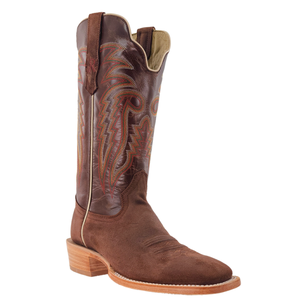 Load image into Gallery viewer, R. Watson 13" Roughout Wide Square Toe Boot - Chocolate Roughout / Cafe Pull Up
