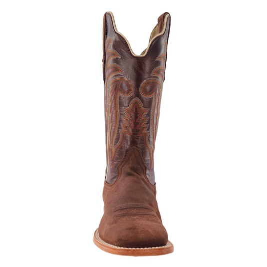 R. Watson 13" Roughout Wide Square Toe Boot - Chocolate Roughout / Cafe Pull Up