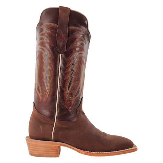 R. Watson 13" Roughout Wide Square Toe Boot - Chocolate Roughout / Cafe Pull Up