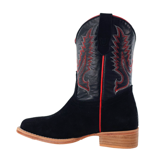 R. Watson Roughout Wide Square Toe Boot - Black