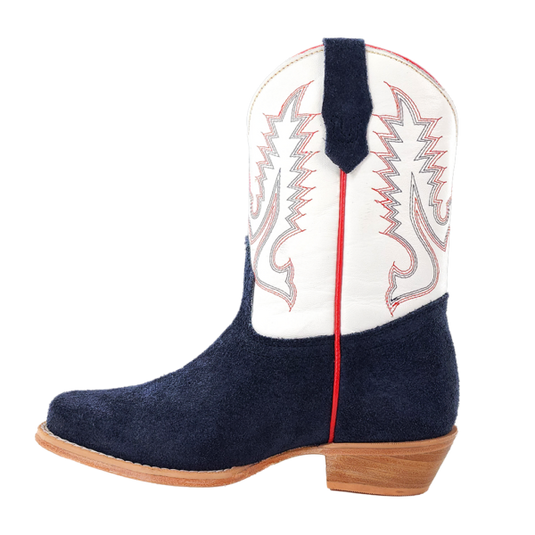 R. Watson Roughout Narrow Square Toe Boot - Navy