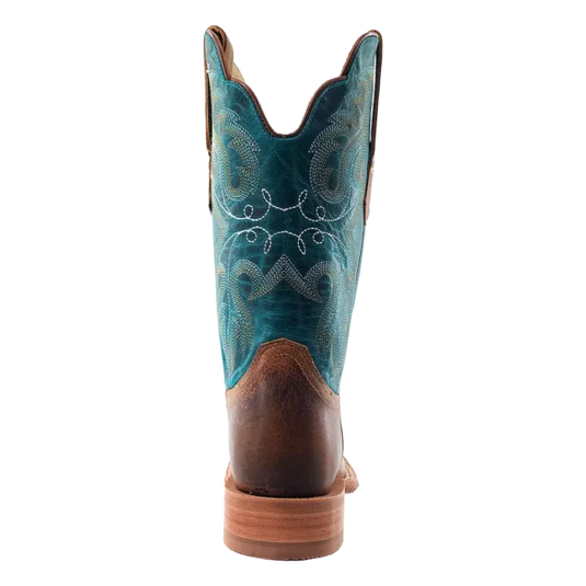 R. Watson 11" Cowhide Wide Square Toe Boot - Honey Cowhide / Azure Cowhide
