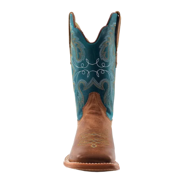 Load image into Gallery viewer, R. Watson 11" Cowhide Wide Square Toe Boot - Honey Cowhide / Azure Cowhide
