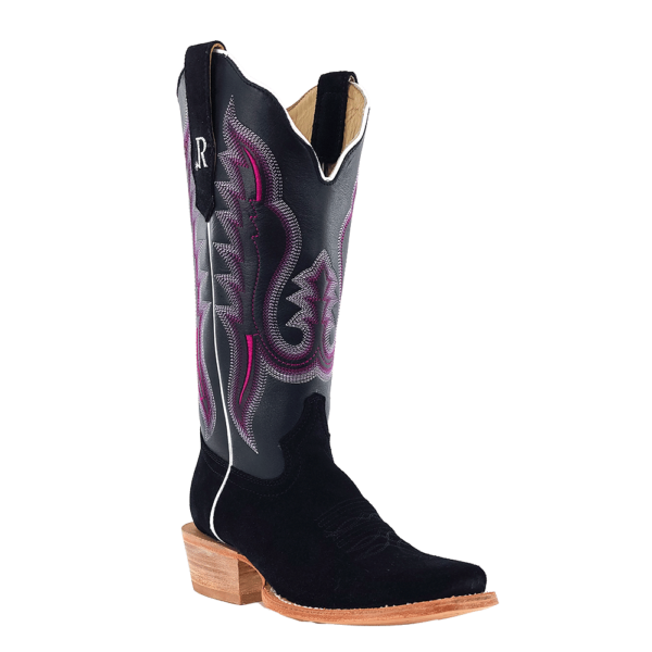 Load image into Gallery viewer, R. Watson 13" Roughout Cowhide Narrow Square Toe Boot - Black
