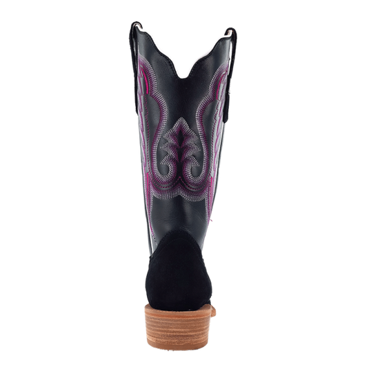 R. Watson 13" Roughout Cowhide Narrow Square Toe Boot - Black