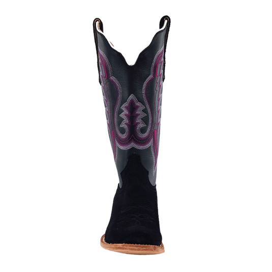 R. Watson 13" Roughout Cowhide Narrow Square Toe Boot - Black