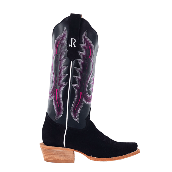 Load image into Gallery viewer, R. Watson 13" Roughout Cowhide Narrow Square Toe Boot - Black
