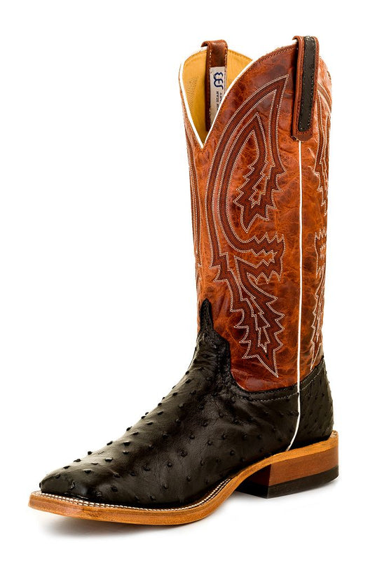 Anderson Bean Full Quill Ostrich DB Toe Boot - Black