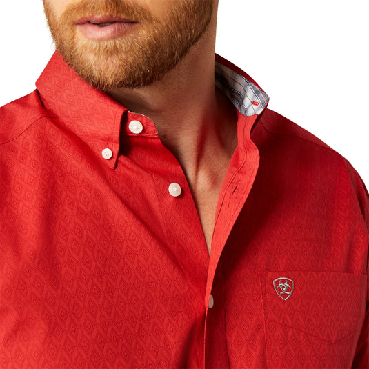 Ariat Mens Wrinkle Free Dangelo Classic Fit Long Sleeve Shirt - Red