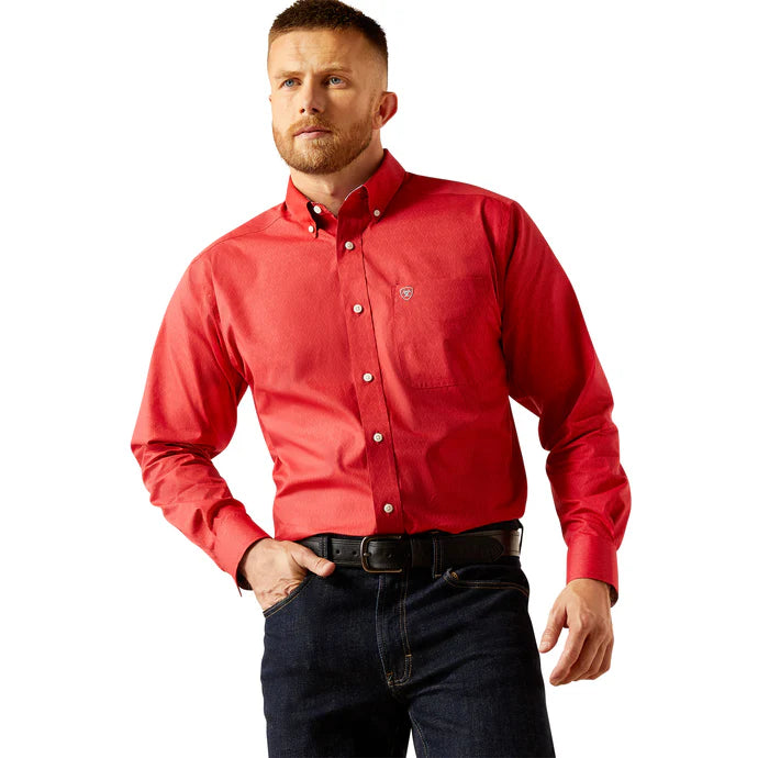 Load image into Gallery viewer, Ariat Mens Wrinkle Free Dangelo Classic Fit Long Sleeve Shirt - Red
