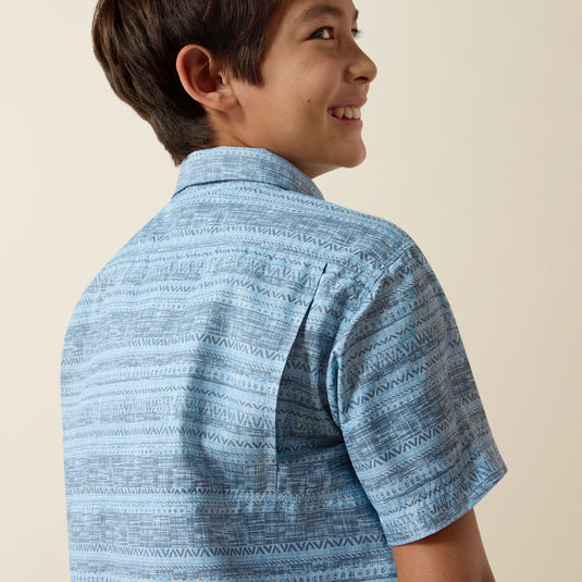 Ariat Boys VentTEK Outbound Short Sleeve Print Shirt - Blissful Blue