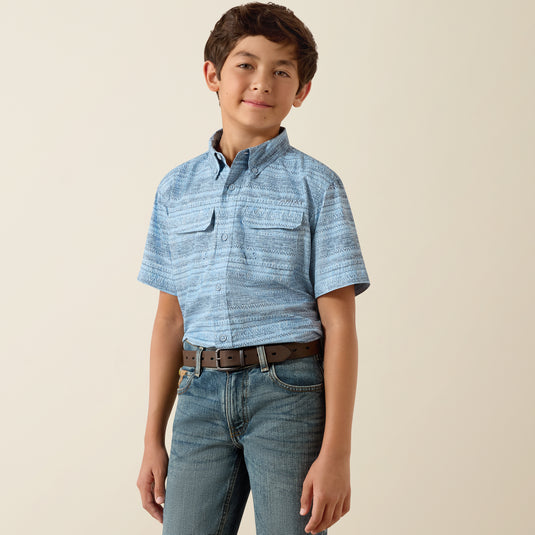 Ariat Boys VentTEK Outbound Short Sleeve Print Shirt - Blissful Blue