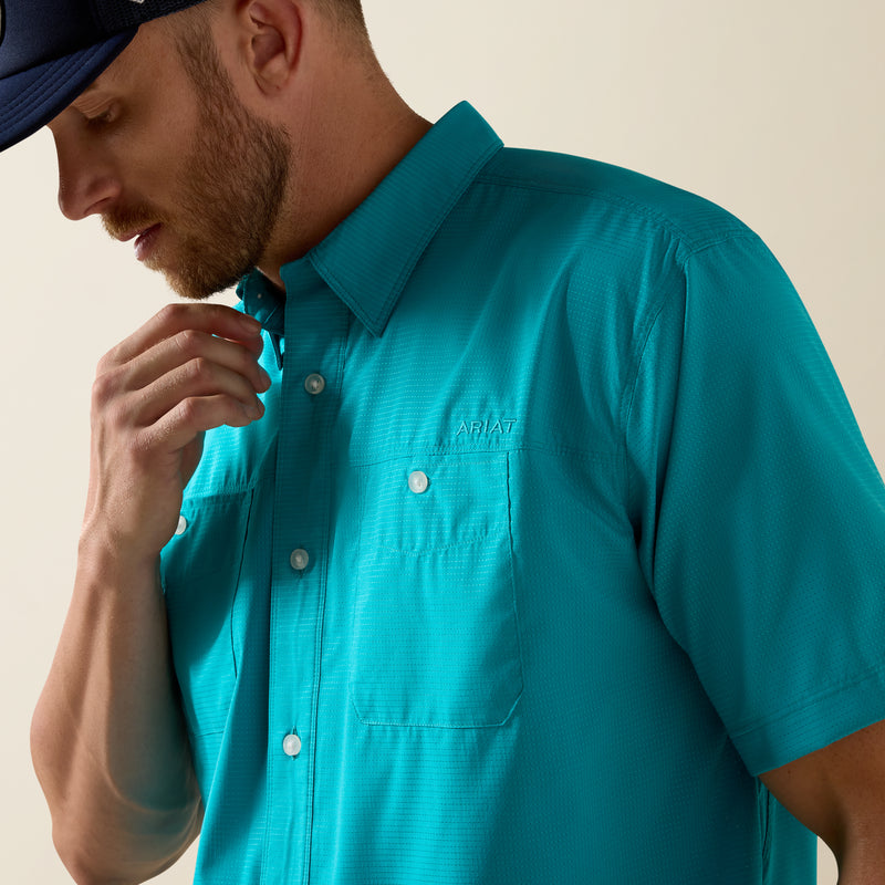 Load image into Gallery viewer, Ariat Mens 360 Airflow Classic Fit Short Sleeve Shirt - Miami Blue
