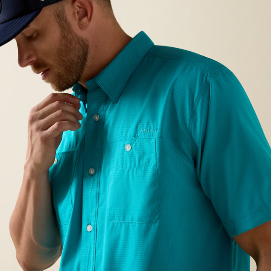 Ariat Mens 360 Airflow Classic Fit Short Sleeve Shirt - Miami Blue