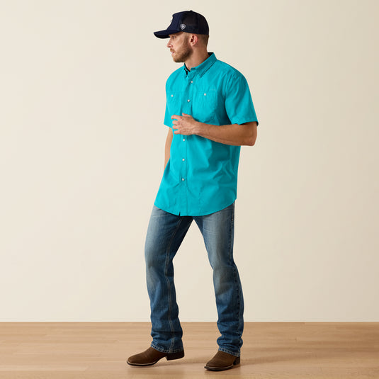 Ariat Mens 360 Airflow Classic Fit Short Sleeve Shirt - Miami Blue