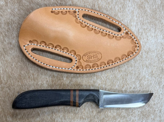 Sacred Heart Gray Wooden Handle Knife & Border Sheath - Left Draw