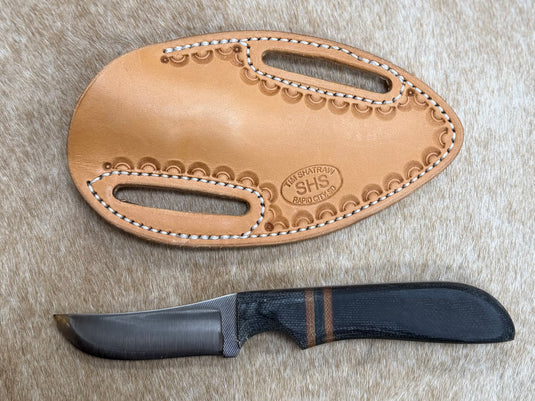 Sacred Heart Gray Wooden Handle Knife & Border Sheath - Left Draw