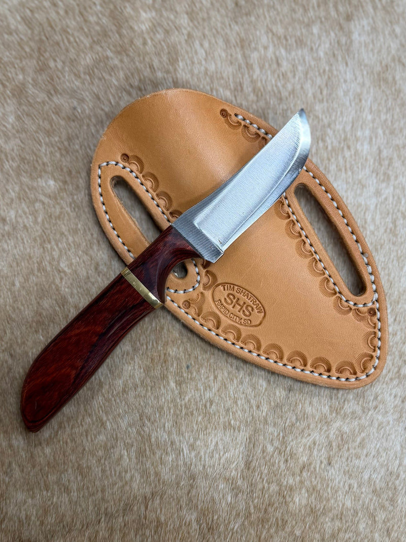 Load image into Gallery viewer, Sacred Heart Cherry Wooden Handle Knife &amp; Border Sheath - Left Draw

