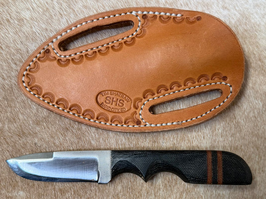 Sacred Heart Black Wooden Handle Knife & Border Sheath - Right Draw