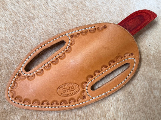 Sacred Heart Red Wooden Handle Knife & Border Sheath - Right Draw