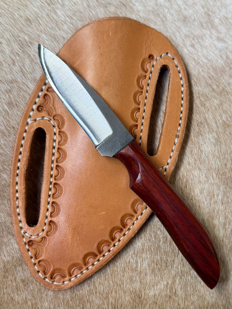 Load image into Gallery viewer, Sacred Heart Cherry Wooden Handle Knife &amp; Border Sheath - Right Draw
