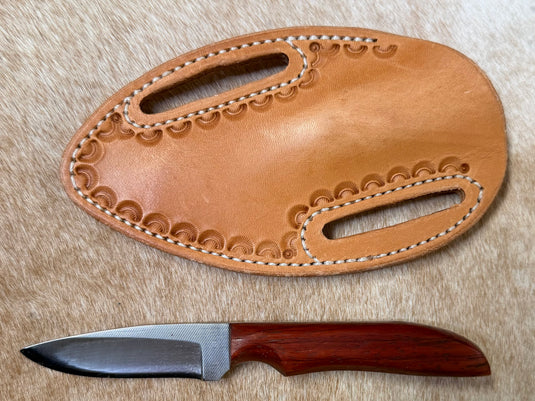 Sacred Heart Cherry Wooden Handle Knife & Border Sheath - Right Draw