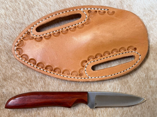 Sacred Heart Cherry Wooden Handle Knife & Border Sheath - Right Draw