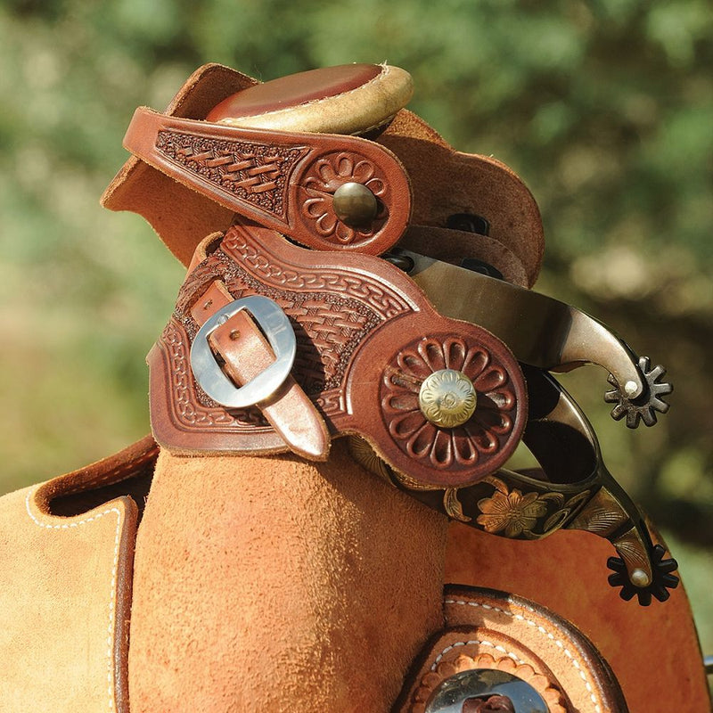 Load image into Gallery viewer, Martin Skirting Leather with Basket Stamp Buckaroo Spur Straps - Natural
