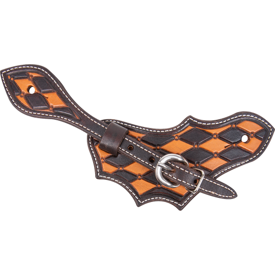 Martin Dyed Edge Quilted Tooled Brown Patches Oak Leaf Spur Straps