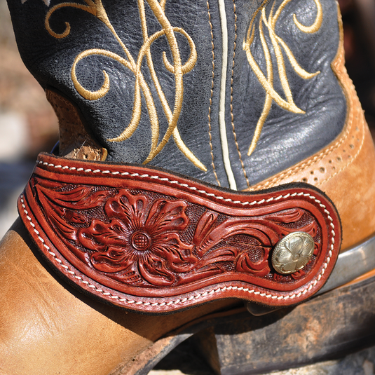 Martin Chestnut Skirting Alpine Tooled Spur Straps