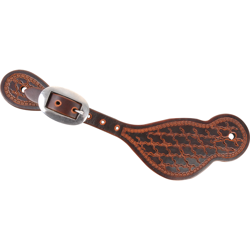 Load image into Gallery viewer, Martin Weathered Antiqued Twisted Wire Stamp Tombstone Spur Strap
