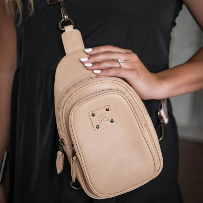 Load image into Gallery viewer, STS Basic Bliss Buckskin Sojourner Sling Bag
