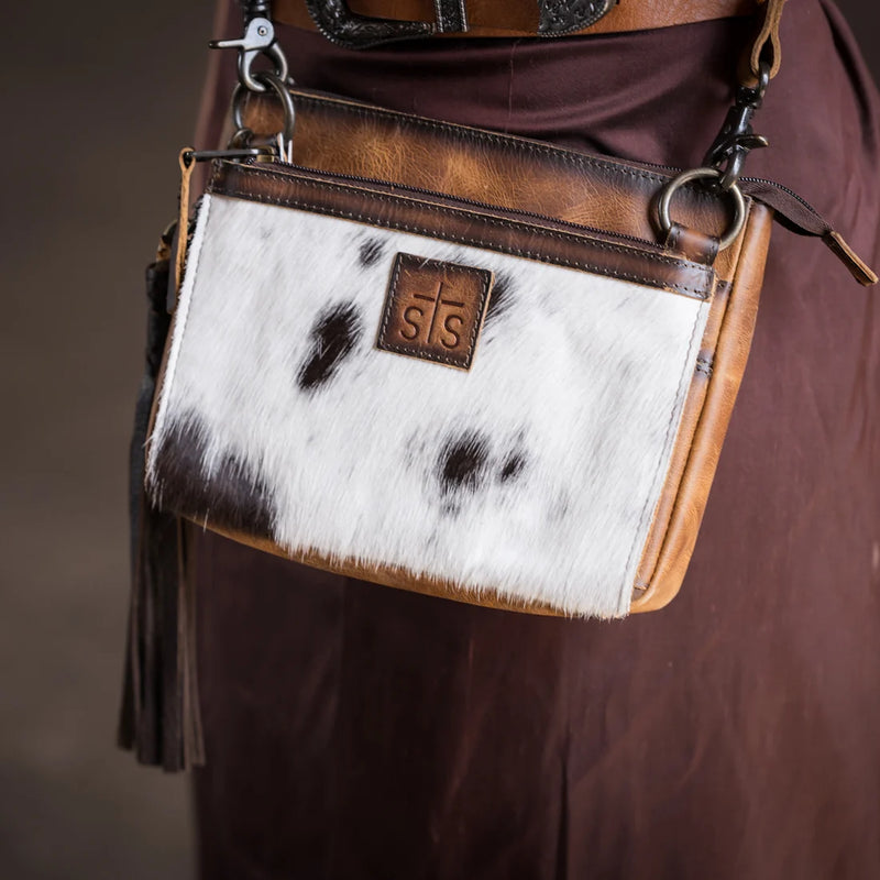 Load image into Gallery viewer, STS Guadalupe Cowhide Lily Crossbody Purse
