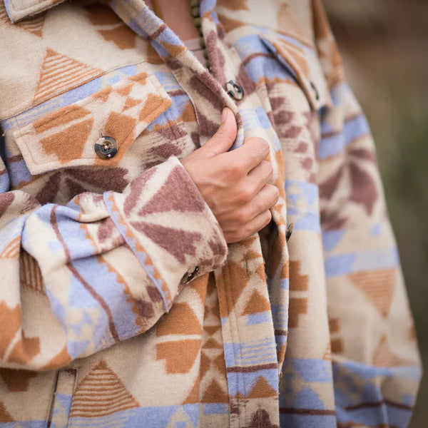 Load image into Gallery viewer, STS Womens Lulu Oversized Shacket - Jacket - Pastel Aztec
