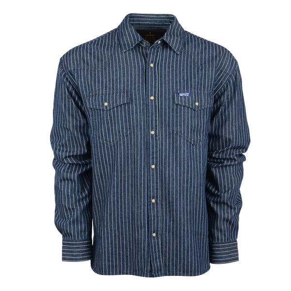 Load image into Gallery viewer, STS Mens Railroad Long Sleeve Snap Shirt - Denim
