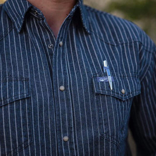 STS Mens Railroad Long Sleeve Snap Shirt - Denim