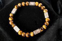 Silver Strike Tiger's Eye Beaded Bracelet