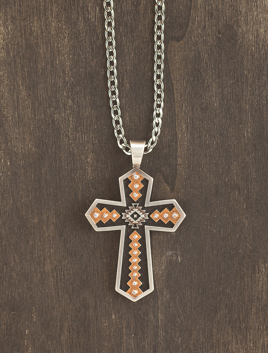Silver Strike Southwestern Cross Necklace